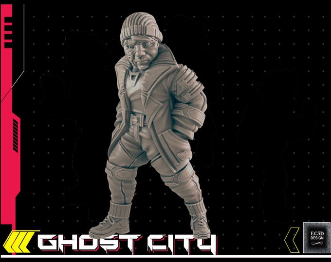 Civilian with a Beanie - Cyberpunk Theme - 28 or 32mm Scale - Ghost City
