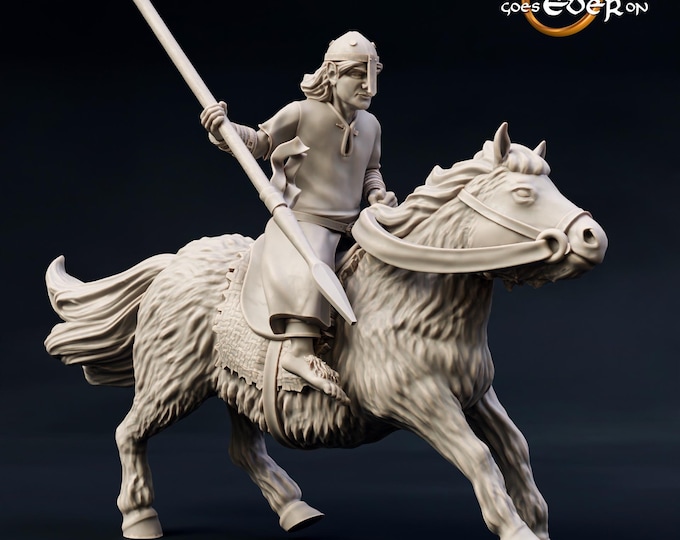 Halfling Militia Rider with spear on hill pony- 28mm/32mm - The Printing Goes Ever On - Fantasy