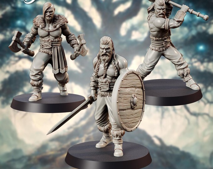 Nordic Barbarians - 28mm - The Printing Goes Ever On - Dungeons and Dragons - Pathfinder - Fantasy - Asgard Amusement