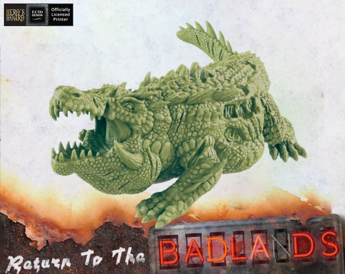 Mutant Gator - 28 or 32mm - Post-Apocalyptic - Return To The Badlands - EC3D Designs - Great for Games like Fallout Wasteland Warfare!