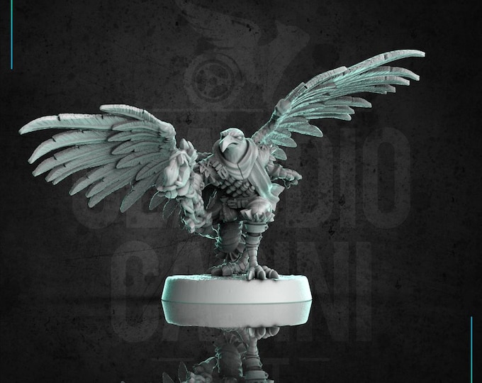Aarakocra Druid with Staff - 28mm or 32mm - Claudio Casini Art - Dungeons and Dragons 0326