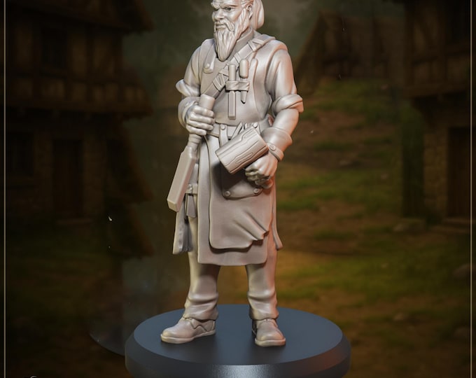 Edwin the Carpenter/woodwright - 28/32/35mm - Great Grimoire - Dungeons and Dragons - Pathfinder - Great Folks - Land Of Craftsmen