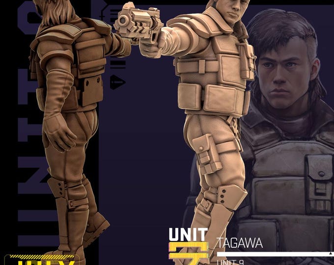 Tagawa (2 poses available) - 28/32mm - Unit9 - Cyberpunk/science Fiction/Futuristic/Cybernetics mini