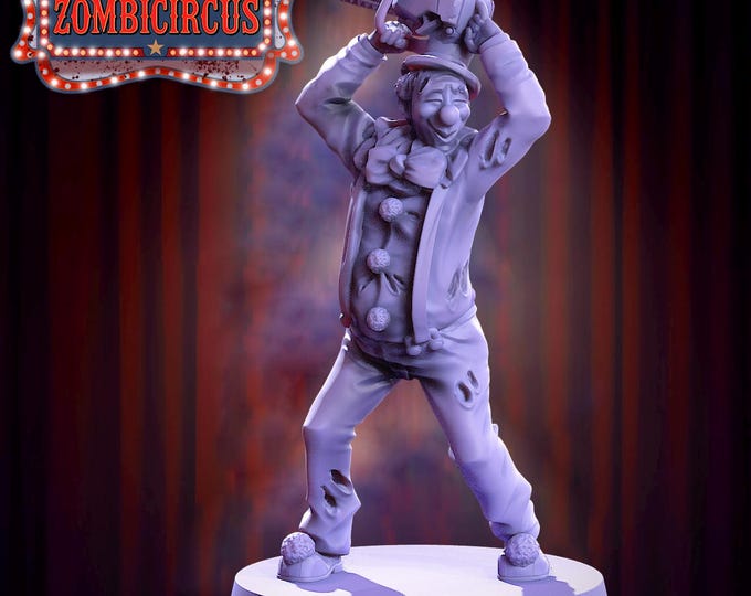 Friendly Clown Zombie with Chainsaw - 32mm - VaultZ - Zombie Circus - For games like Zombicide, This Is Not A Test, County Road Z