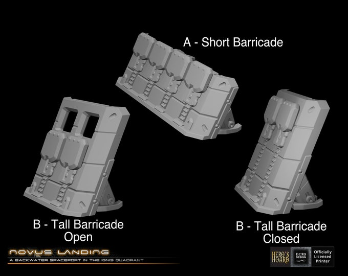 Popup Barricades - Science Fiction Space Theme - 32mm - Novus Landing - EC3D Designs