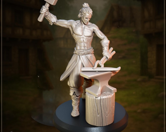 Osric Ironhand the blacksmith - 28/32/35mm - Great Grimoire - Dungeons and Dragons - Pathfinder - Great Folks - Land Of Craftsmen