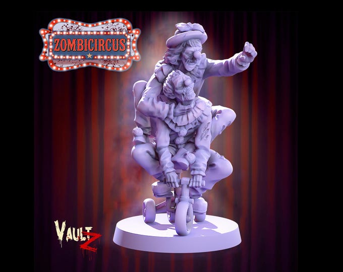 Zombies on Tricycle - 32mm - VaultZ - Zombie Circus - For games like Zombicide, This Is Not A Test, County Road Z