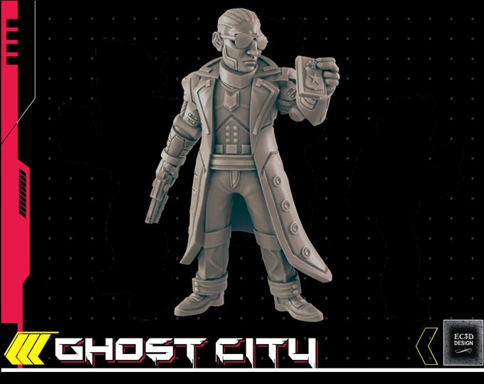 Futuristic Detective - Cyberpunk NPC - 28mm or 32mm - Ghost City