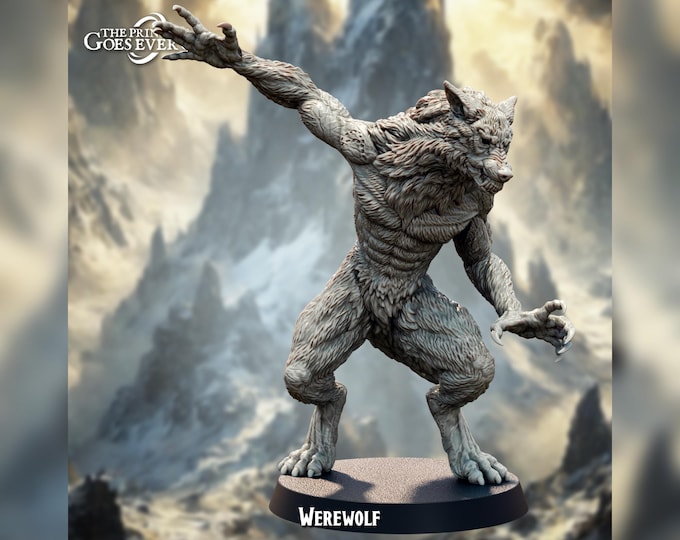 Large Werewolf  - 28mm - The Printing Goes Ever On - Dungeons and Dragons - Pathfinder - Fantasy