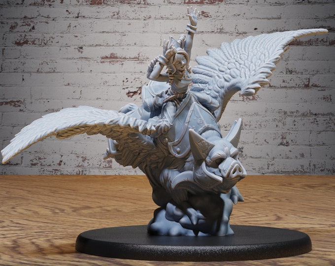 Flying Pig Mount - 28mm Scale - Epic Miniatures - With or without rider, can be used with or without the cloud - Festival Village