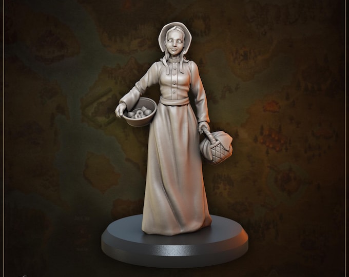 Villager woman Matilda selling Apples - 28/32/35mm - Great Grimoire - Dungeons and Dragons - Pathfinder - Great Folks
