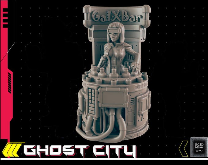 Gal-x-y Bar with or without sign - Cyberpunk/Sci-Fi NPC - 28 or 32mm - Ghost City