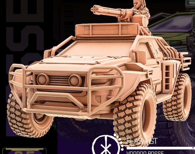 FLashGT Truck (with or without gunner) - 28/32mm - Unit9 - Cyberpunk/science Fiction/Futuristic/Cybernetics miniatures