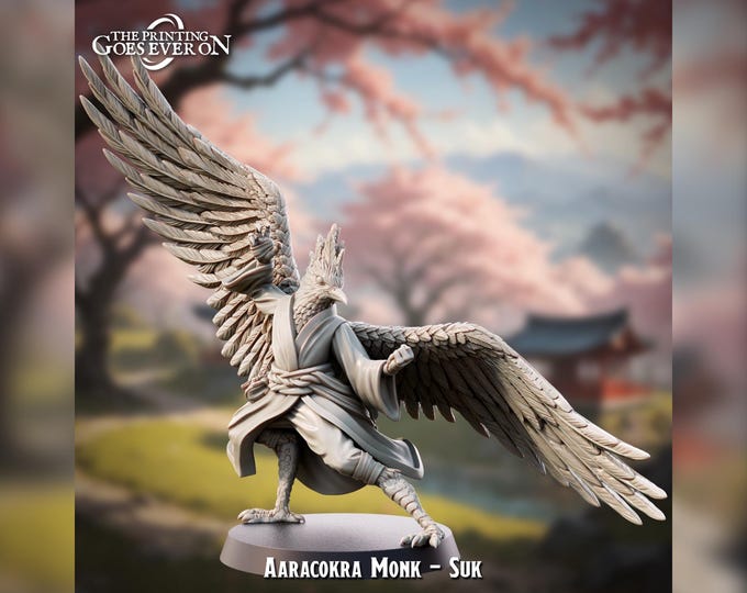 Aaracokra (Birdfolk) Monk Suk - 28mm - The Printing Goes Ever On - Dungeons and Dragons - Pathfinder - Fantasy