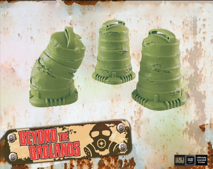 Wasteland Traffic Barrels (normal or damaged) - Post-Apocalyptic - 32mm - EC3D Designs - Beyond The Badlands
