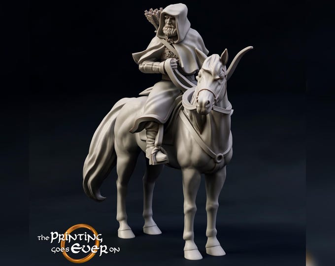 Mounted Scout or Skirmisher in Hood - 28mm - The Printing Goes Ever On - Realm Of The Horse Earls- Dungeons and Dragons - Pathfinder