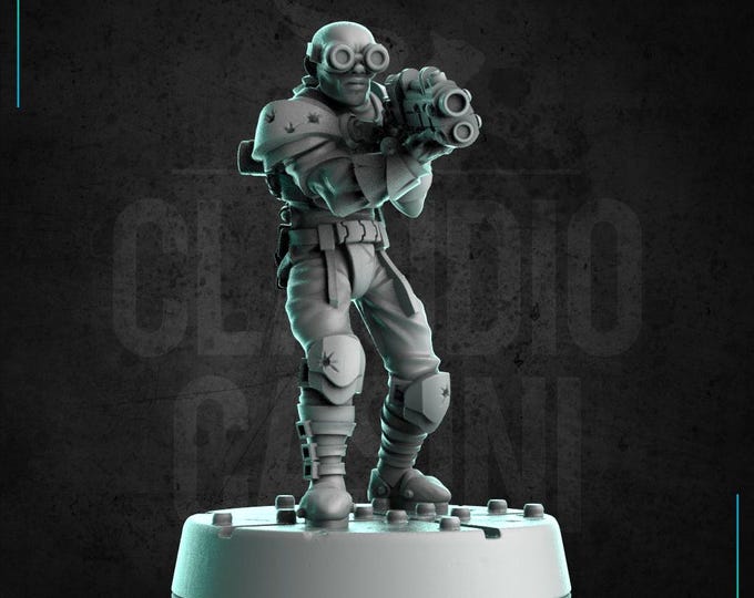 Sci-Fi Soldier  - 28mm or 32mm - Comes with base because he's posed for it! - Claudio Casini Art - 0340