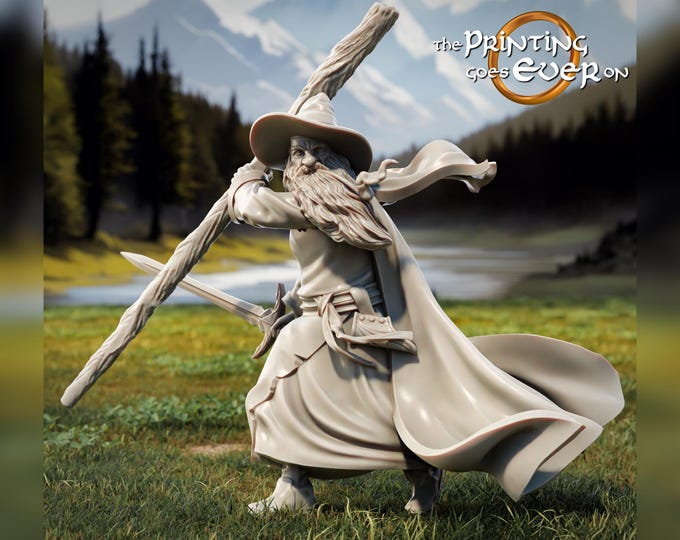 Golnir the Wizard Fighting or Traveling Poses - 28mm - The Printing Goes Ever On - Dungeons and Dragons - Pathfinder - Fantasy