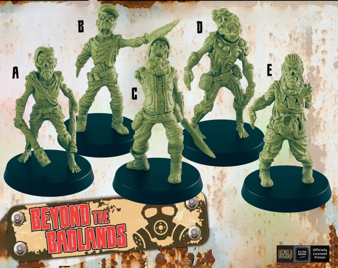 Wasteland Ghouls and Zombies - Post-Apocalyptic - 32mm - EC3D Designs - Beyond The Badlands