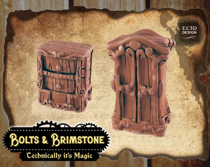 Armoire and Dresser - True 28/32mm  Scale - EC3D Design - Bolts and Brimstone - Get your steampunk on!