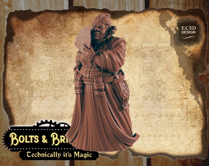Nobleman's Wife - Includes a base! - True 28/32mm  Scale - EC3D Design - Bolts and Brimstone - Get your steampunk on!