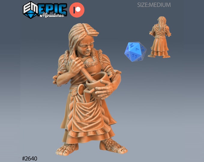 Halfling Villager Cooking - 28mm Scale - Epic Miniatures