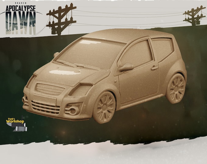 Hatchback (Normal or Wrecked) - 32mm Scale - Kraken Studios Apocalypse Dawn - Great for Fallout Wasland Warfare, and This Is Not A Test!