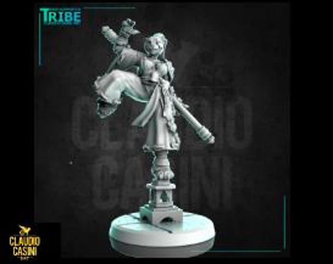 Female Pandafolk Monk with Stick - 28mm or 32mm - Claudio Casini Art  - Dungeons and Dragons, Pathfinder! 0273
