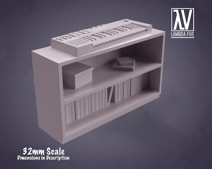 Retro Short Shelf with Keyboard - 32mm - Lambda5 - Retro 80s scenery and scatter! Or modern, it could be modern!