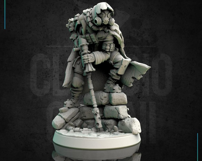 Sniper  - 28mm or 32mm - Claudio Casini Art - Also good for post apocalyptic gaming! 0111