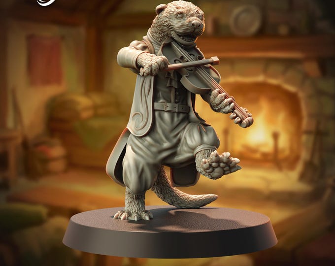 Otter Folk Bard (smaller than a human, of course!)- 28/32mm - The Printing Goes Ever On - Dungeons and Dragons - Pathfinder - Fantasy