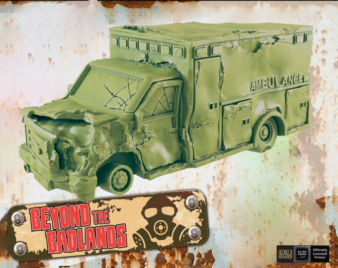 Wrecked Ambulance - Post-Apocalyptic - 32mm - EC3D Designs - Beyond The Badlands