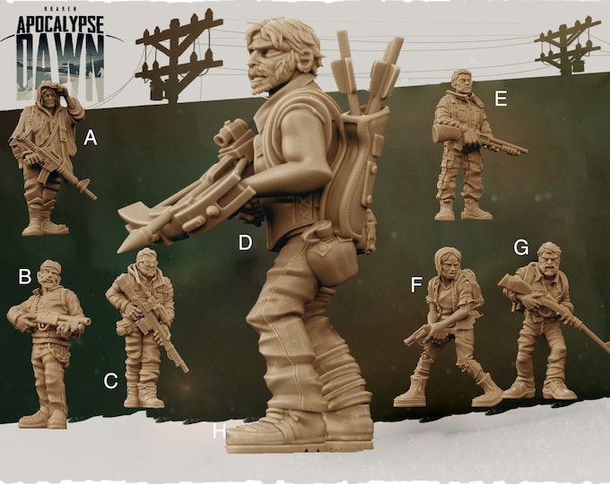 Wandering Survivors - 32mm Scale - Kraken Apocalypse Dawn - Great for Fallout Wasland Warfare, Zombicide and This Is Not A Test!