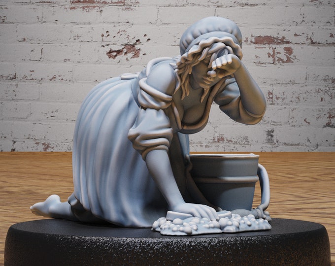 Villager Cleaning Woman - 28mm Scale - Epic Miniatures - Festival Village
