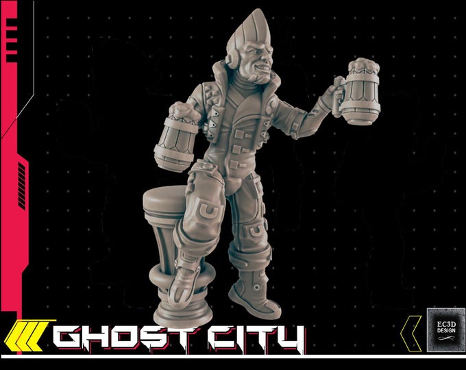 Party Boy with beer mugs - Cyberpunk NPC - 28mm or 32mm - Ghost City