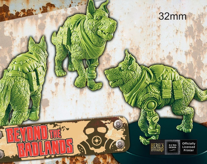 Wasteland Dog With Mechanical Leg - Post-Apocalyptic  - 32mm - EC3D Designs - Beyond The Badlands