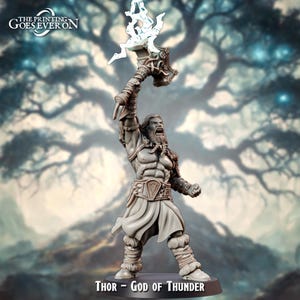 Thor Norse God of Thunder - 28mm - The Printing Goes Ever On - Dungeons and Dragons - Pathfinder - Fantasy - fits 25mm base