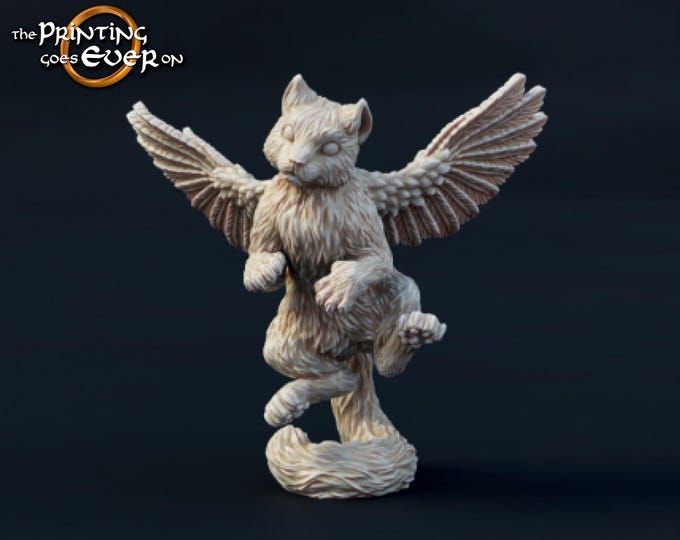 Bandurek, Winged Cat - 28mm - The Printing Goes Ever On - Nejavina - Dungeons and Dragons - Pathfinder - Slavic Folklore