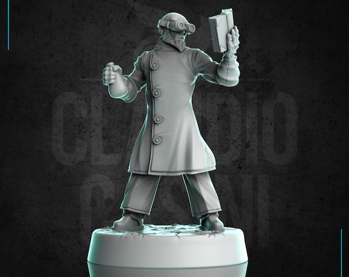 Male SciFi Scientist with Book and Chemicals - 28mm or 32mm - Claudio Casini Art - Science Fiction or  post apocalyptic gaming! 0319