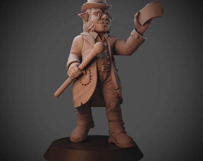 Wealthy Goblin Trader/Merchant in a Top Hat - 28mm or 32mm - Good Doctor Creative - Great for Dungeons and Dragons or Pathfinder!