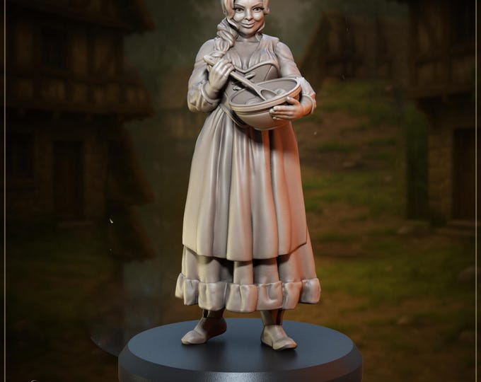 Margaret cooking - 28mm, 32mm or 35mm - Great Grimoire - Dungeons and Dragons - Pathfinder - Great Folks - Land Of Craftsmen