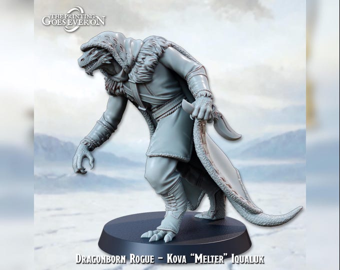 Dragonborn Rogue "Melter"  - 28mm - The Printing Goes Ever On - Dungeons and Dragons - Pathfinder - Fantasy