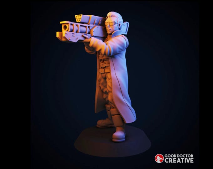 Cyberpunk Agent JC with Rocket Launcher - Cyberpunk/Sci-Fi  - 32mm - Good Doctor Creative