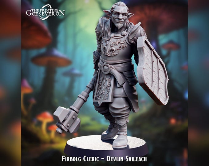 Firbolg Cleric Devlin Saileach - 28mm - The Printing Goes Ever On - Lullaby of Stones - Dungeons and Dragons - Pathfinder - Fantasy