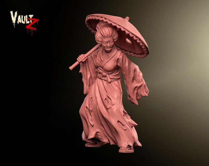 Japanese Geisha Zombie - 32mm - VaultZ - For games like Zombicide, This Is Not A Test, County Road Z