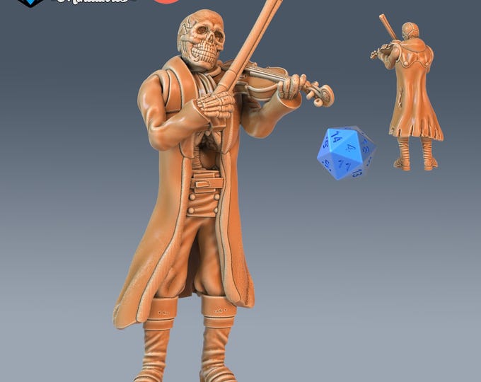 Skeleton Musician with Violin - True 28/32mm Scale - Epic Miniatures - Halloween Horror - Dungeons and Dragons - Pathfinder