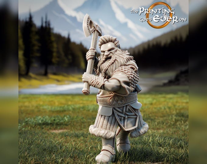 Gawli the Dwarf Fighting or Traveling Poses - 28mm - The Printing Goes Ever On - Dungeons and Dragons - Pathfinder - Fantasy