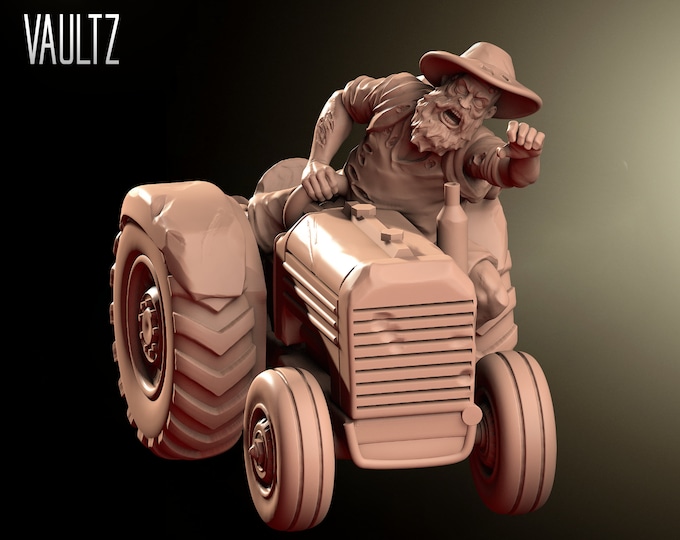 Tractor Zombie - 32mm - VaultZ - For games like Zombicide, This Is Not A Test, County Road Z