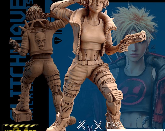 Pix3l (2 poses available) - 28/32mm - Unit9 - Metal Slammers -  Cyberpunk/science Fiction/Futuristic/Cybernetics miniatures