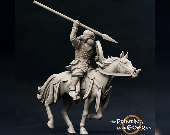 Mounted Spearman - 28mm - The Printing Goes Ever On - Realm Of The Horse Earls- Dungeons and Dragons - Pathfinder